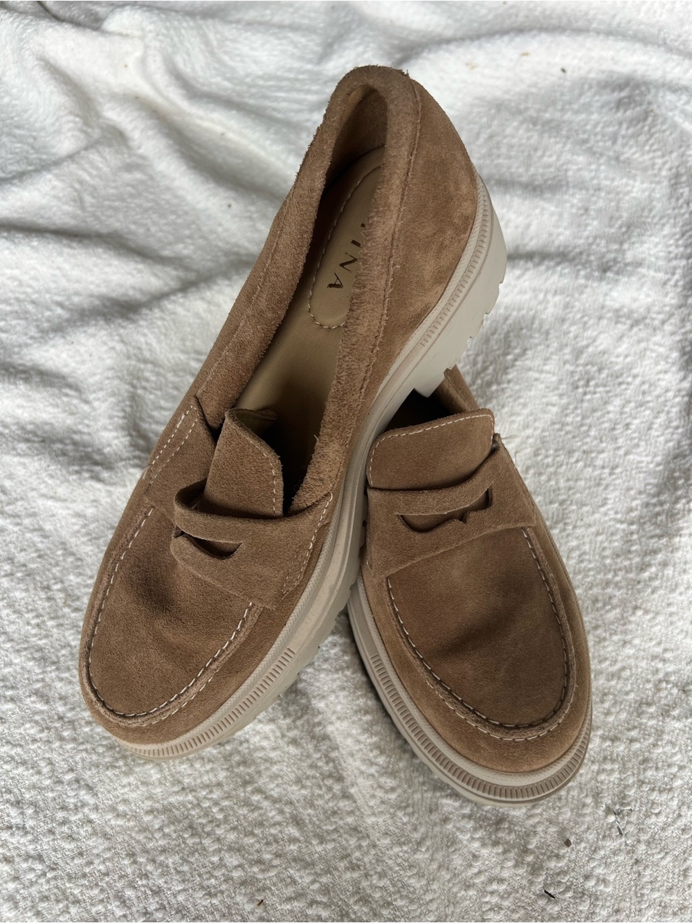 Patina‎ Portland Leather Goods Suede Penny Loafers Womens 9.5 Lug Sole Platform